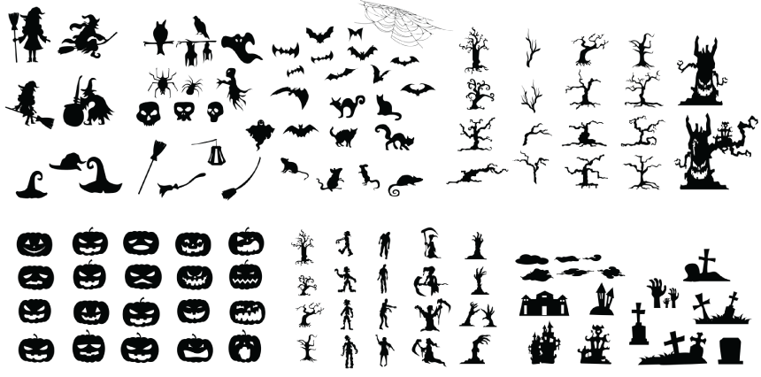 120 Free Halloween Pack of Spooky Silhouettes