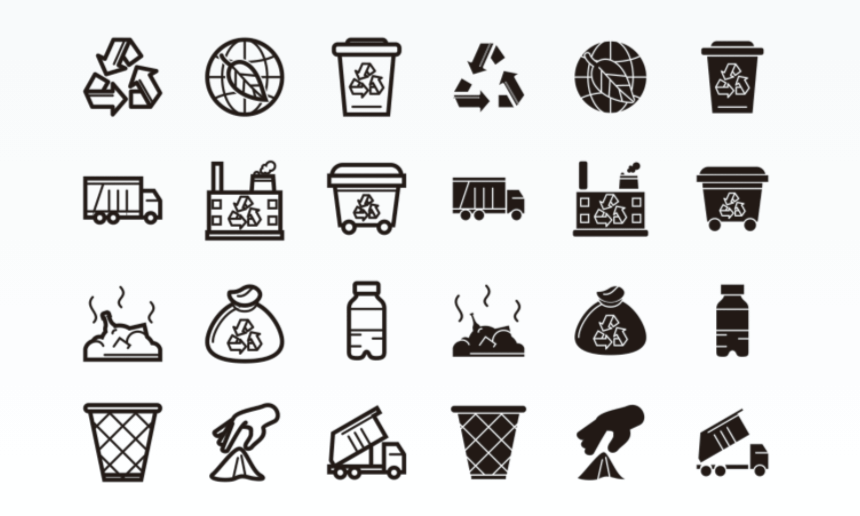 12 Free Recycling Outlined Vector Icons 