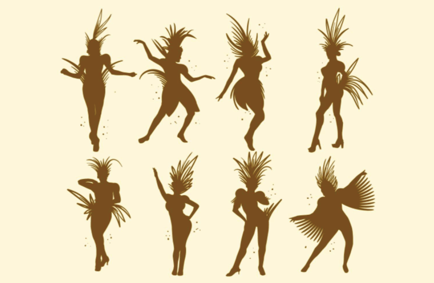4 Free Vector Silhouettes of Samba Dancers