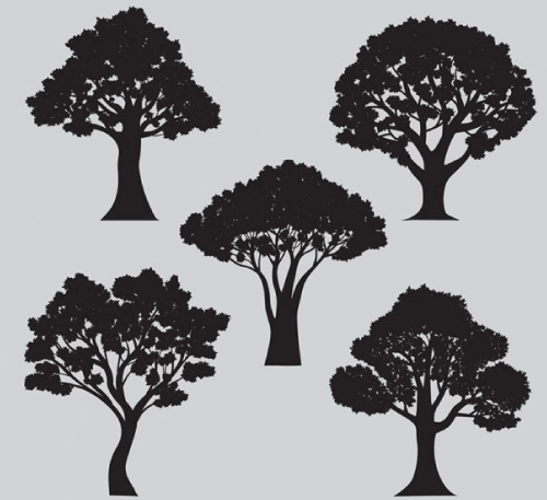 5 Free Tree Silhouettes