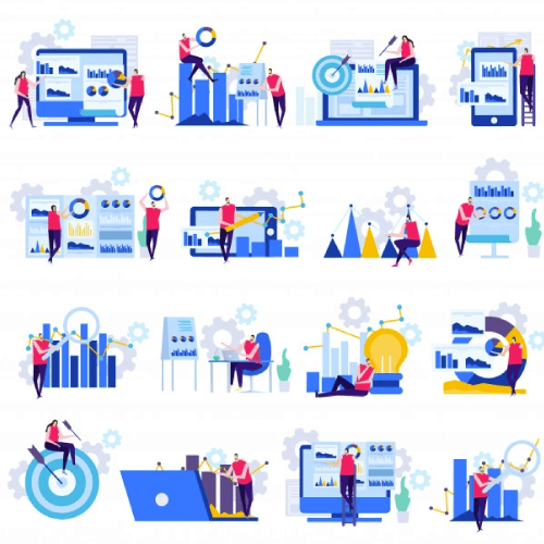 Business analytics flat icons Free Vector