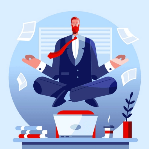 Flat business man meditating illustration Free Vector