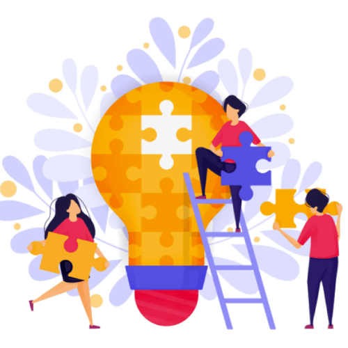 Team Work In Business. People Cooperate Solve Puzzles to Find Ideas and Solutions in Building a Startup Business . Character Concept Vector Illustration For Web Landing Page, Banner, Mobile Apps Free Vector