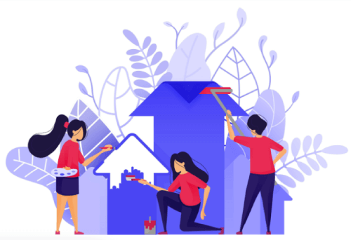 Paint a Profit Increase With Teamwork in Business. People are Drawing Arrow Up for Return on Investment ROI. Character Concept Vector Illustration For Web Landing Page, Banner, Mobile Apps, Card, Book Free Vector