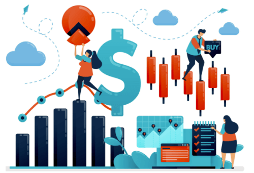 Financial platform to help choose investment. Statistics data for accounting. Analysis of business data and company growth. Flat vector human illustration for landing page, website, mobile, poster Free Vector