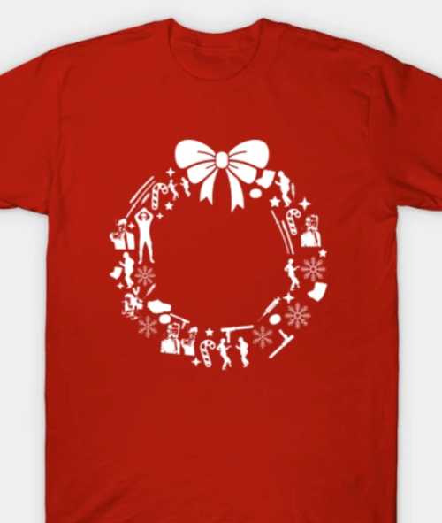Other Creative T-Shirt Design Inspiration 7: Pulp Fiction Christmas Wreath by Rebus28 on Teepublic