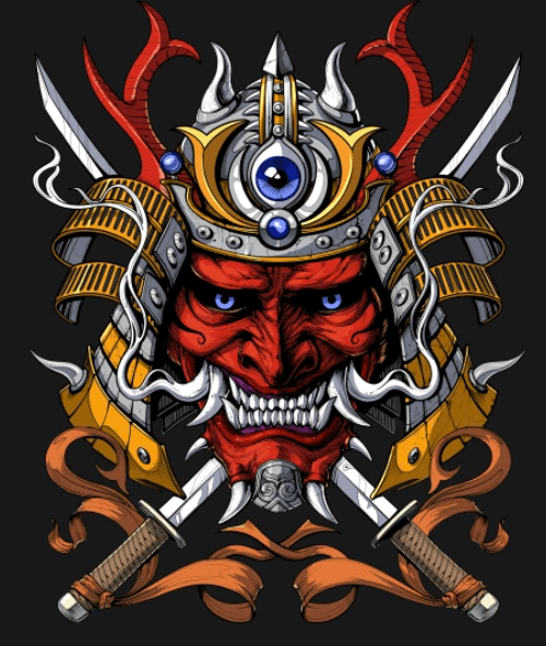 T-Shirt Illustration Design Ideas 6: Samurai Demon by Underheaven on TeePublic
