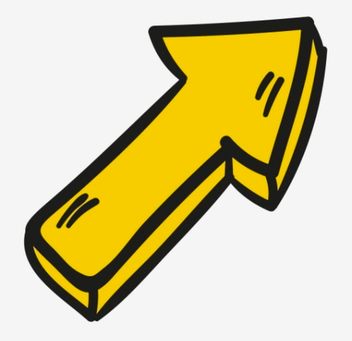Yellow Black Hand-Drawn Arrow Upper Right Free PNG