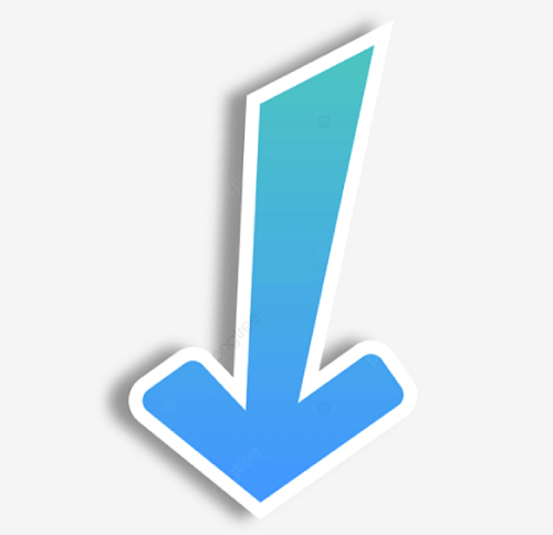 Sticker Style Blue Down Arrow Free PNG