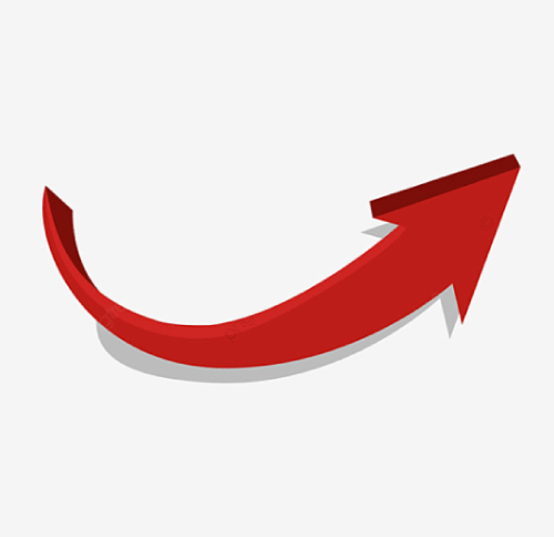 Red Flat Style Curved Arrow Free PNG