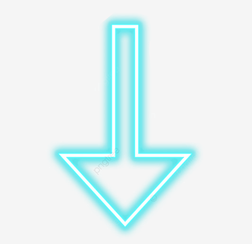 Blue Neon Down Arrow Free PNG 