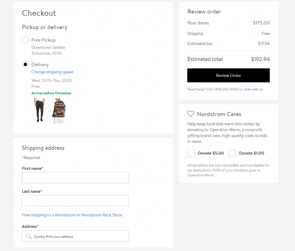 eCommerce checkout page with a simple and clean design
