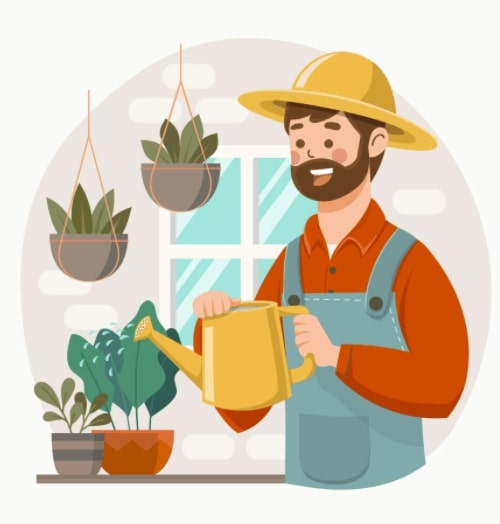 A Gardener Watering Plant Free Illustration