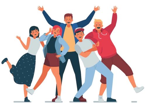 A Group of Happy People Cartoon Illustration