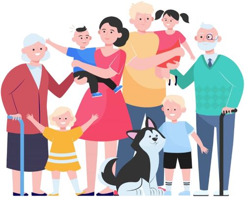 Big Happy Family Cartoon Illustration