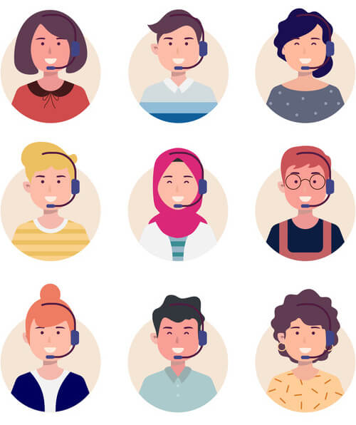 Call Center Cartoon Pictures of People Avatars Free Vector