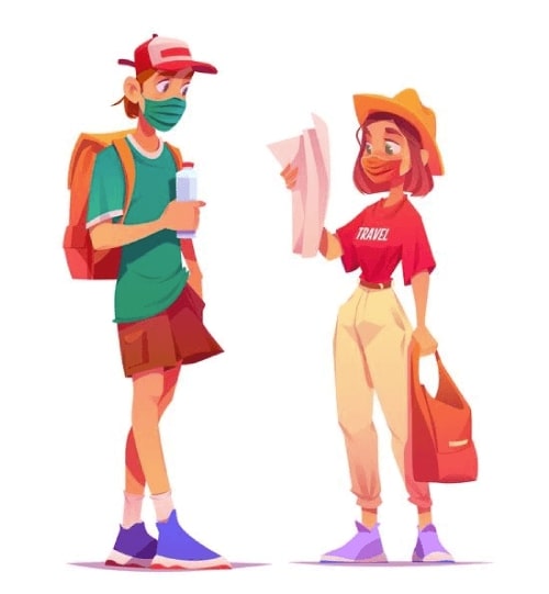 Cartoon Couple Tourists Free Illustration
