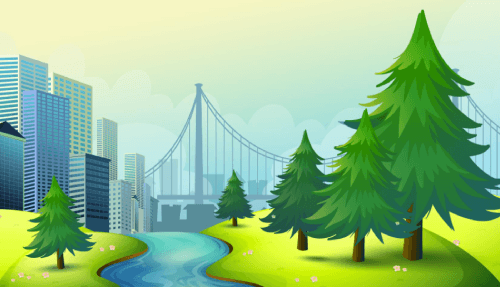 Park Outside the City Free Vector