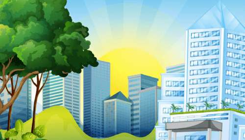 Sunrise in a City Free Vector