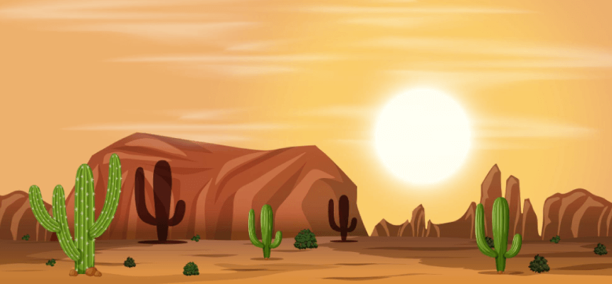 Desert Landscape with Cacti Free Background