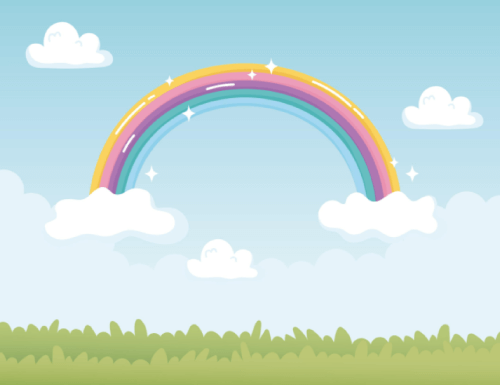 Free Cartoon Colorful Rainbow Sky Landscape