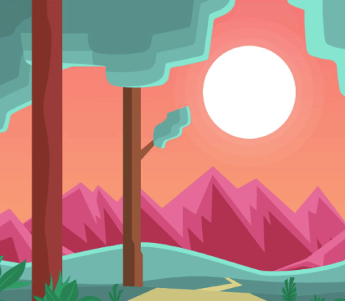 Free Cartoon Mountain and Forest Landscape