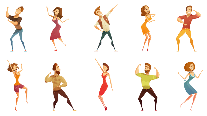 Dancing People Cartoon Illustrations