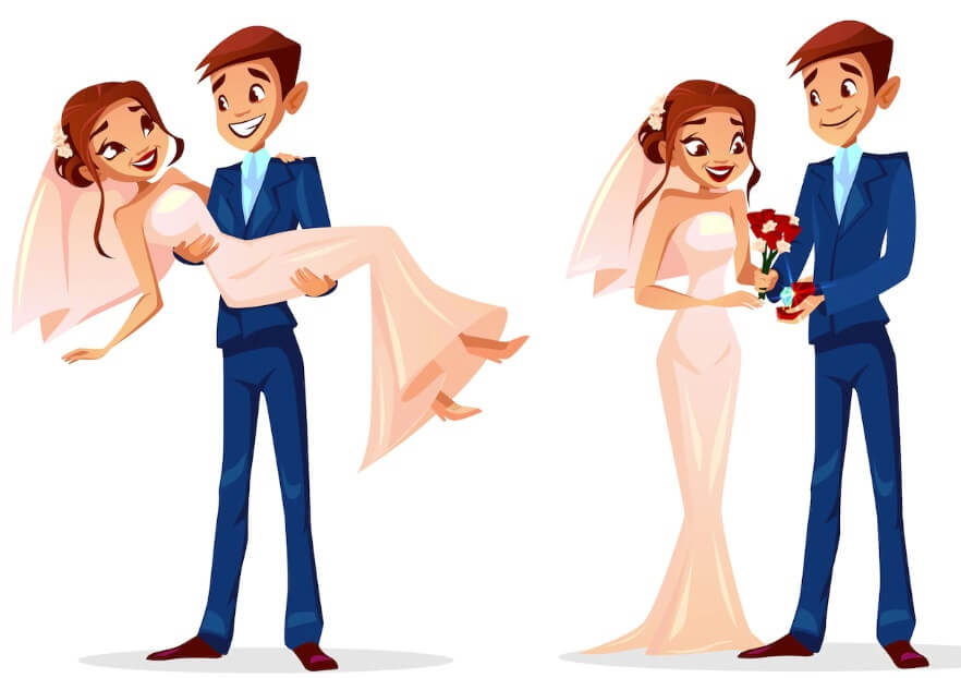 Cartoon Wedding Couple Free Illustrations