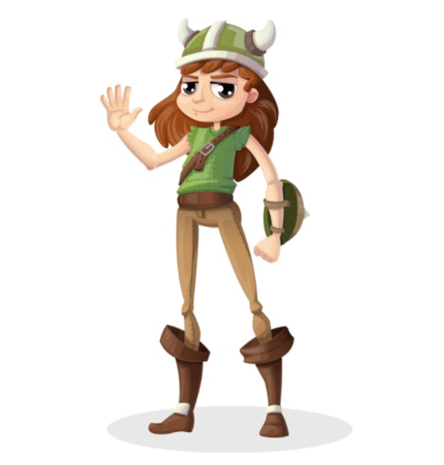 Female Viking Cartoon Character Set