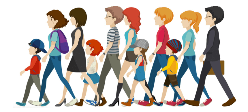 Cartoon People Walking