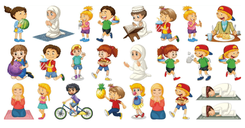 Cartoon Children Characters Set