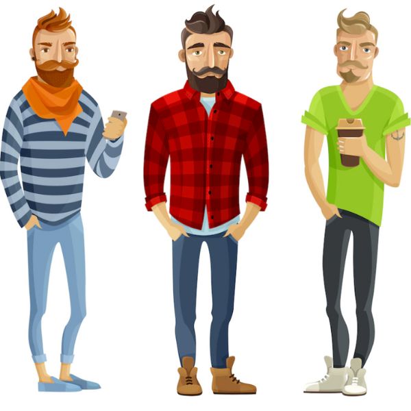 Free Hipster Cartoon Characters with Mustaches
