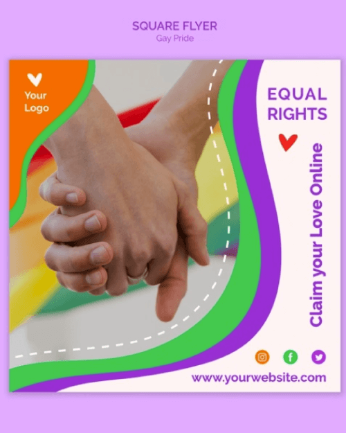 Equal Rights LGBT Free Square Flyer 