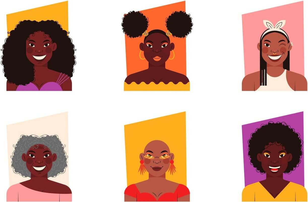 Free Vector Black People Cartoon Avatars for Women