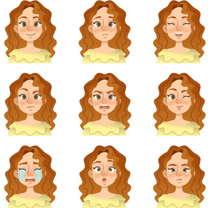 Free Vector Woman Cartoon Character Crying, Smiling, Mad, Surprised