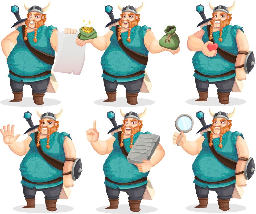 Free Viking Cartoon Character Set