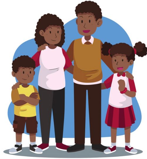 Happy Black Family Cartoon Illustration