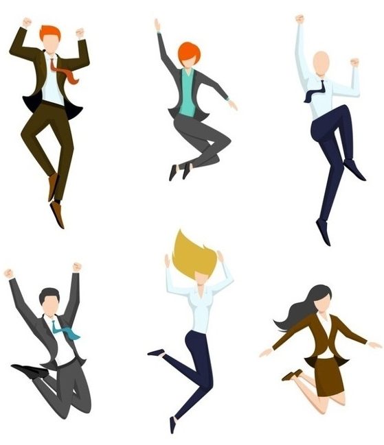 Happy Business People Jumping Free Vector