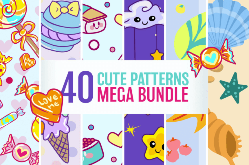 A collection of 40 cute colorful patterns by GraphicMama