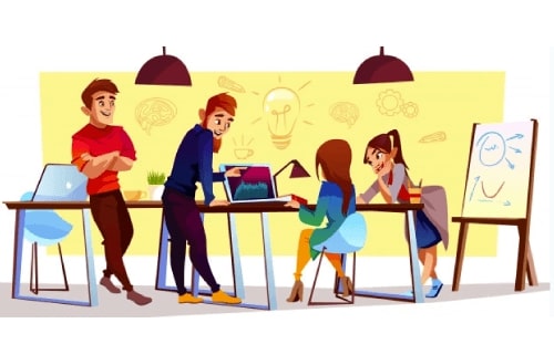 People Working Together Cartoon Vector Illustration