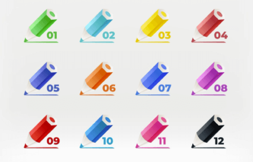 Colorful Pencils Bulletpoints