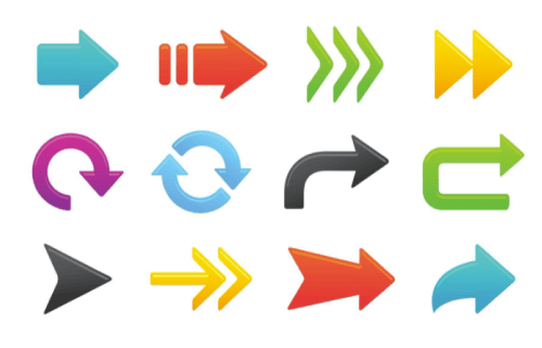 Colorful Arrows with Different Shapes