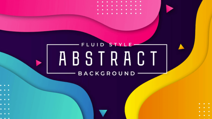 Neon Fluid Background with Geometric Shapes Free Vector