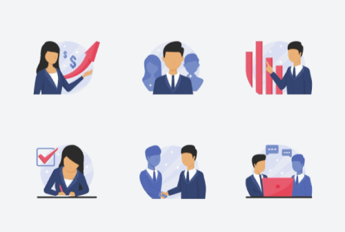 Set of Business People Icons for Presentations