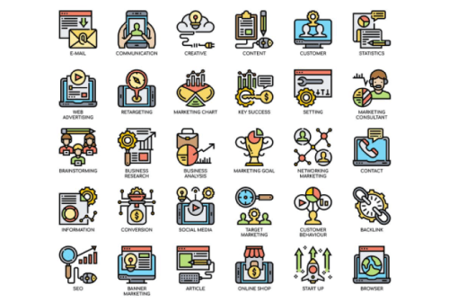 Digital Marketing Thin Line Icons Set