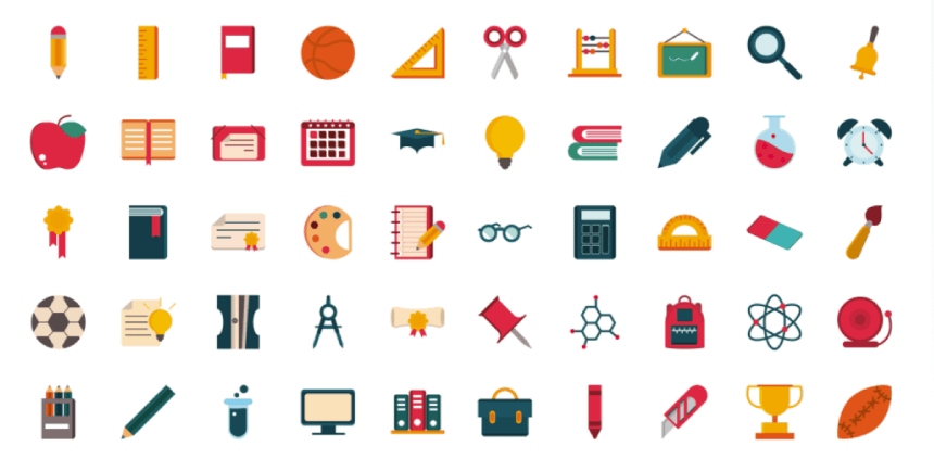 School and Education Icons Set