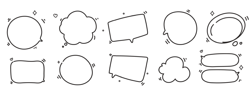 Hand-Drawn Doodle Speech Bubble Set