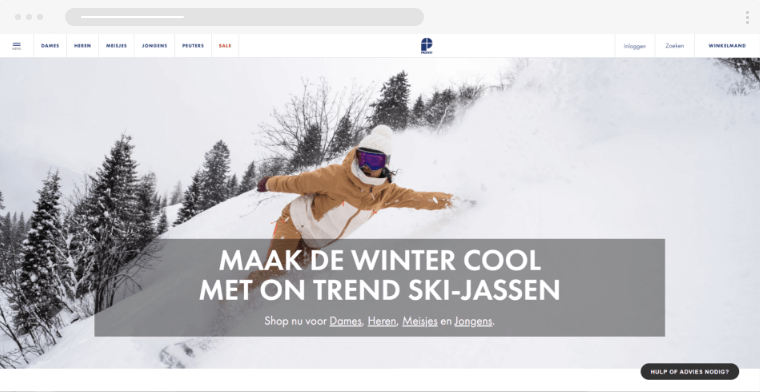 ski clothing ecommerce home example