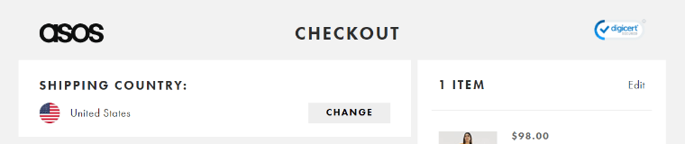 eCommerce checkout page showcasing a security badge