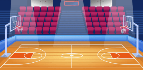 Basketball Indoor Stadium Cartoon Background Free Vector